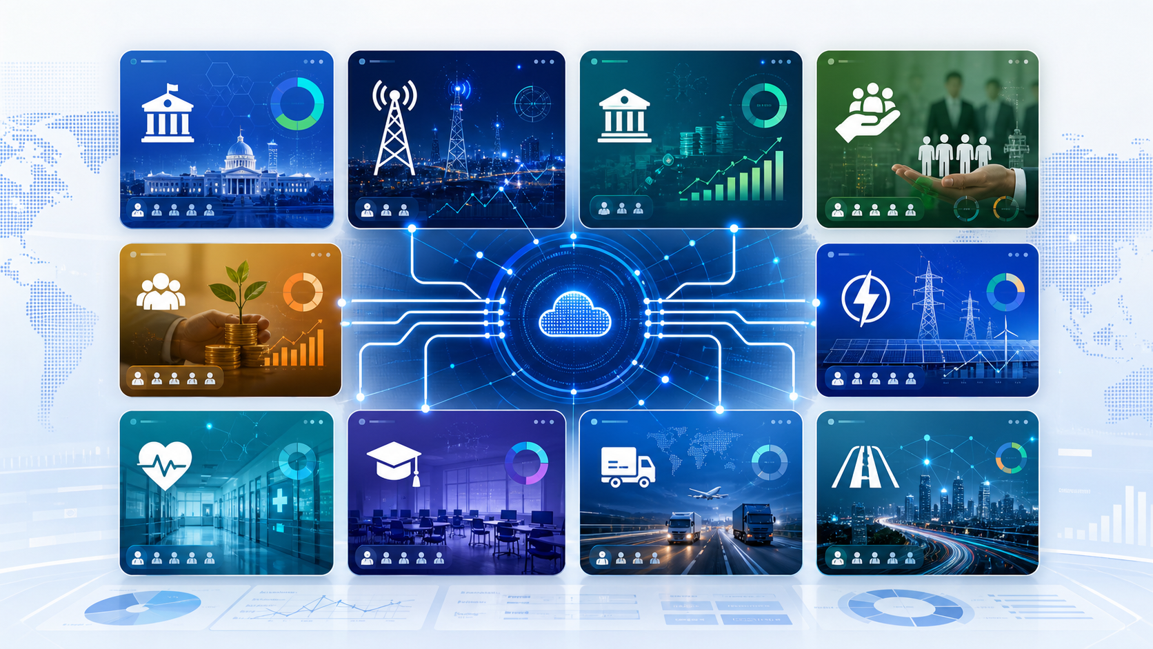 Digital industry sector dashboard covering public and private services